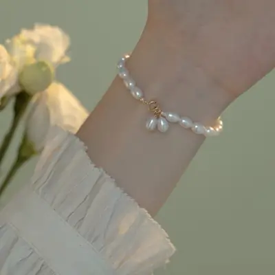 14k Gold Pearl Bracelet for Women Elegant Fashion