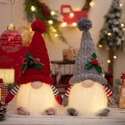 Christmas Santa Doll Lamp Decor for Window & Desk
