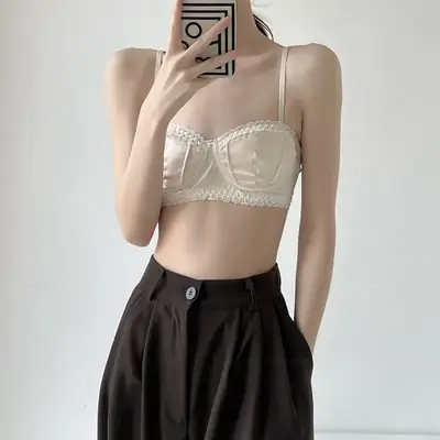 Green French Lace Push Up Bra for Women
