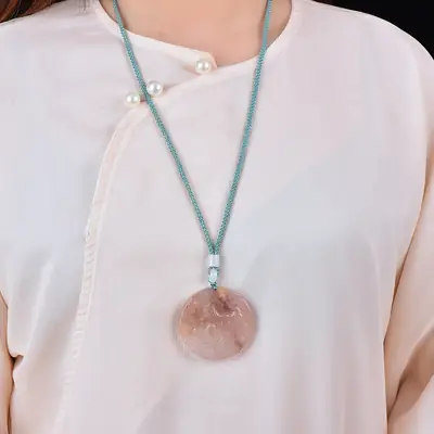 Exquisite Gold Jade Three Sheep Open Necklace
