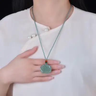 Aventurine Rose Pendant Natural Jade Necklace