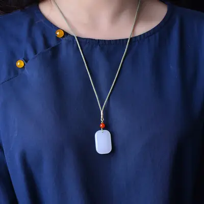 Exquisite Gold & Jade Ping An Necklace for Men