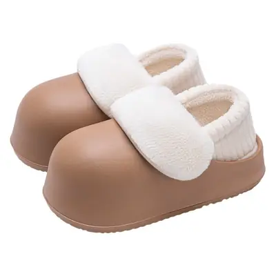 Women Winter Waterproof Cotton Slippers Warm Fleece Lined
