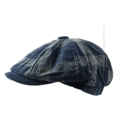 Korean Style Plaid Corduroy Cap for Men Women