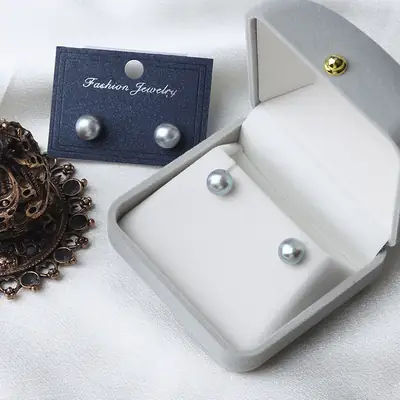 Zhenduo Hemp Gray Pearl Earrings S925 Silver