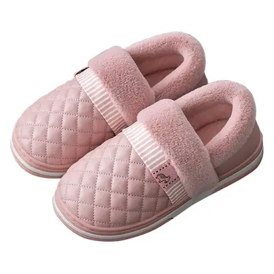 Women's Pink Fleece Slippers Autumn Winter Warm Non-Slip