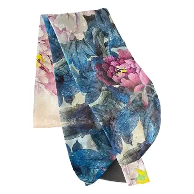 Silk Scarf Orange Green Floral Women's Belt Scarf
