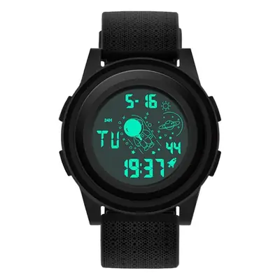 Sanda Black Dynamic Spaceman Electronic Watch for Men Women