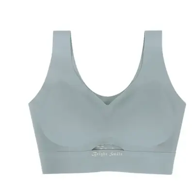Women's Light Blue Push Up Sports Bra with V-Neck