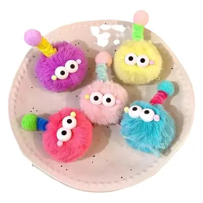 Plush Monster Hairpin with Pink Tassel