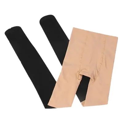 Women Seamless Calf Socks Pantyhose Black Beige