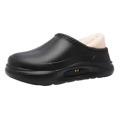 Winter Men's Black Slipper with Warm Heel