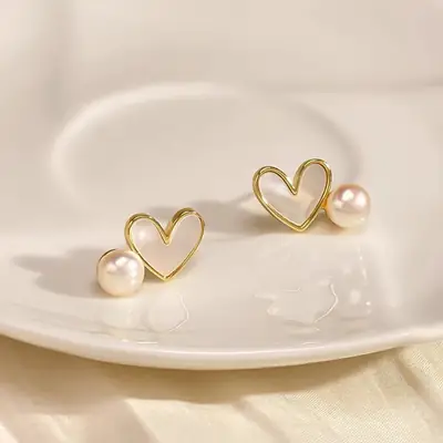 Natural Freshwater Pearl Earrings Gold Plated Women