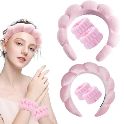 Girls Pink Sponge Headband with Face Wash