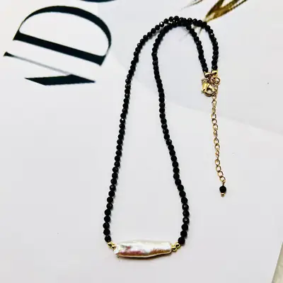 Japanese Korean Style Black Crystal Clavicle Chain for Women