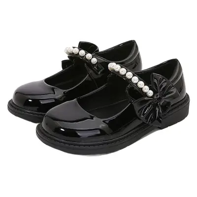 fleece-lined girls black leather shoes autumn and winter children Mary Jane Princess shoes student performance shoes school shoes performance cotton shoes