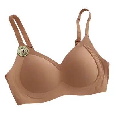 Plus size seamless jelly strip underwear women's integrated fixed cup bra push up thin big chest small volcanic stone bra
