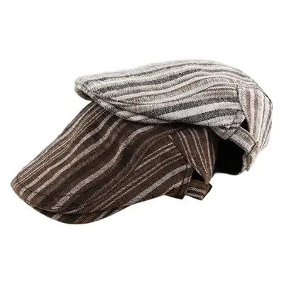 Men Women Striped Peaked Cap Brown Street Casual