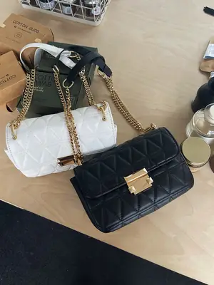 Chanel Style Rhombus Chain Bag Black Women's Shoulder Messenger