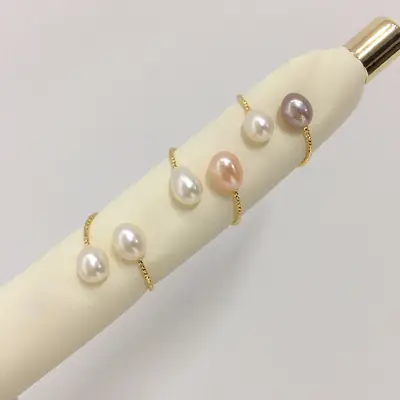18K Gold-Filled Pearl Ring with Millet Beads