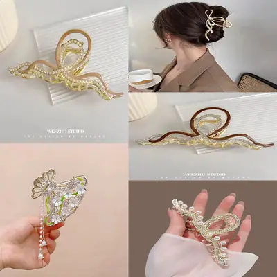 Fairy Butterfly Hair Clip for Women with Pearl Tassels
