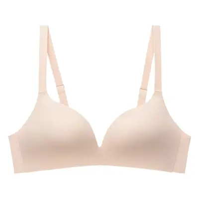 Japanese style large chest small seamless underwear comfortable ultra-thin one-piece bra solid color wireless breast bra