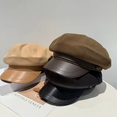Women Woolen Beret Hat Black Autumn Winter
