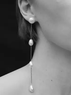 Natural Pearl Tassel Earrings for Women 925 Sterling Silver