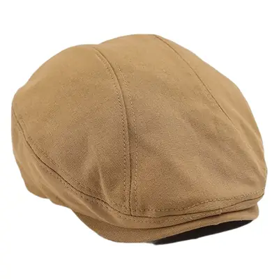 Men Linen Beret Hat Tan Large Bristle Black