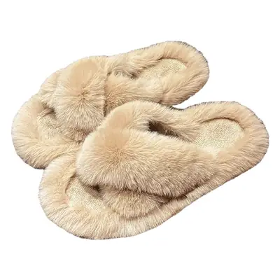Women Furry Slippers Autumn Winter Soft Warm