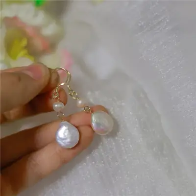 Natural Pearl Earrings for Women Silver Hook Vintage