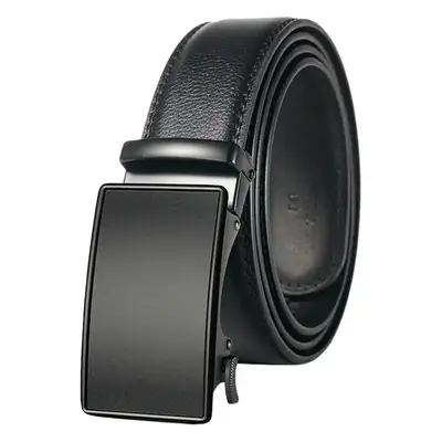Men's Genuine Leather Belt Automatic Buckle Black