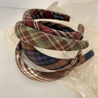 Maillard Plaid Skull Top Headband for Women