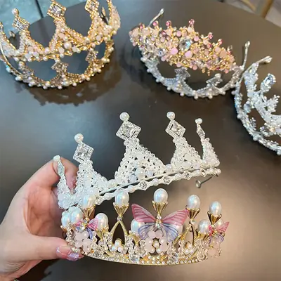 Electroplated Rhinestone Princess Crown Headband