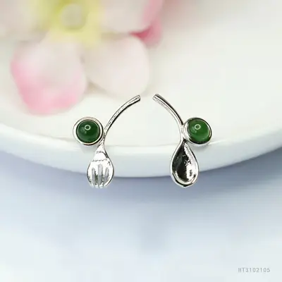 Guan Yu Jade Jasper Earrings S925 Silver Green