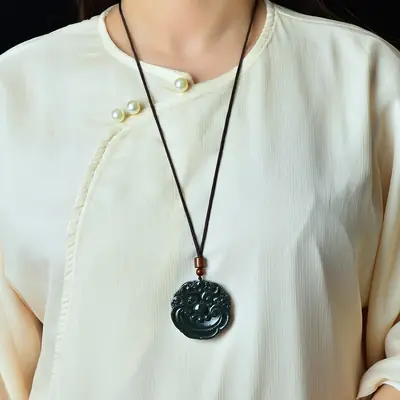 Hetian Jade "Animal Face Lock" Pendant