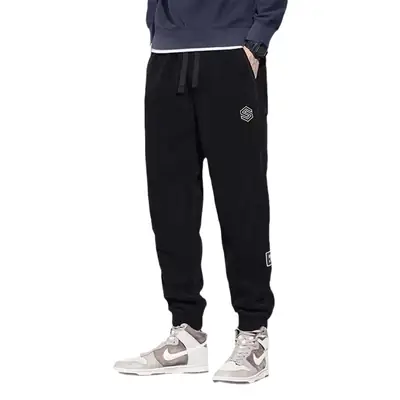 Men Fleece Lined Warm Black Pants Heavy Thickened