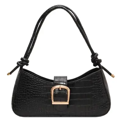 Brown Croc-Textured Shoulder Bag for Women 2023