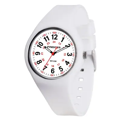 White Waterproof Quartz Watch for Girls Boys