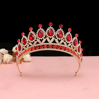 Princess Crown with Emerald Stones for Weddings & Parties