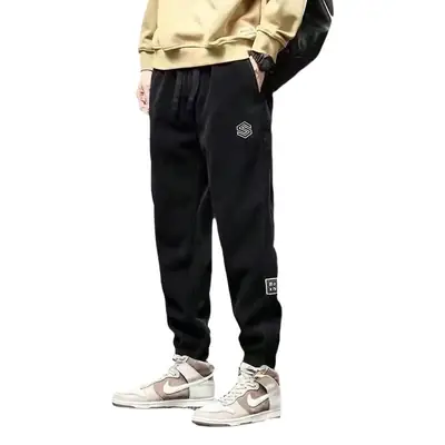 Men Fleece Lit Pants Winter Cold Proof Thick Black