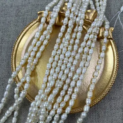 Natural Freshwater Pearl Beads 4-5mm Grain Necklace Bracelet
