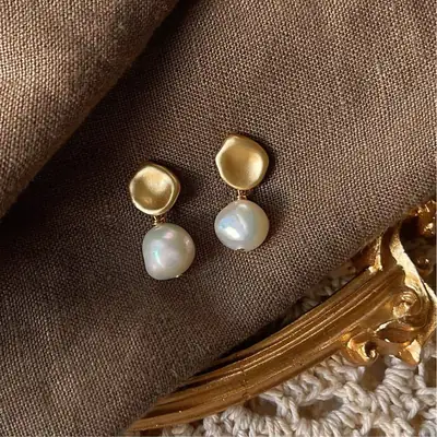 Natural Baroque Pearl Earrings for Women
