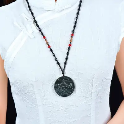 Hetian Jade "Three Sheep Open Thai" Necklace Pendant
