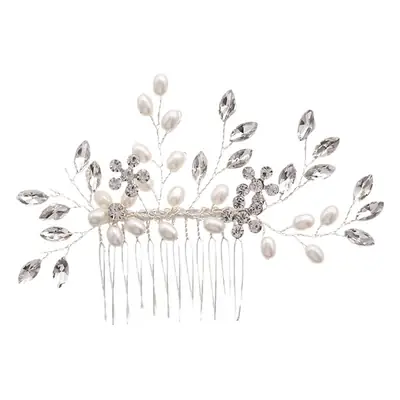 Pearl & Crystal Bridal Hair Comb with Branch Design