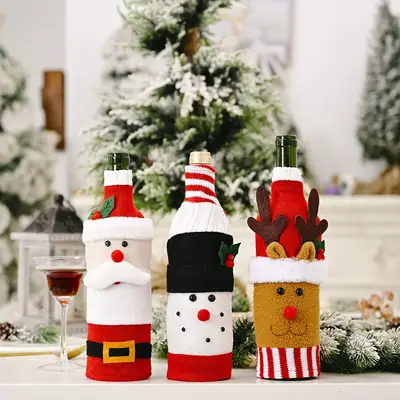 Knitted Christmas Wine Bottle Cover with Elf Design