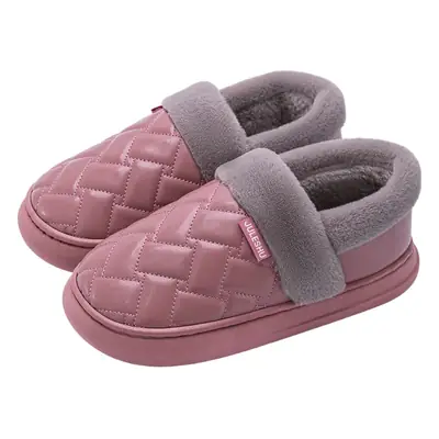 Women's Waterproof Leather Cotton Winter Slippers