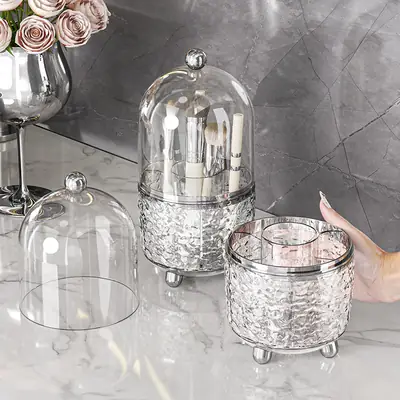 Transparent Makeup Brush Storage with Lid