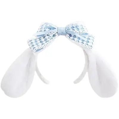 Blue Sparkly Bow Dog Headband for Girls