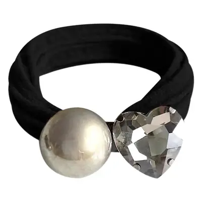 Elegant Pearl Hair Rope with Diamond Accents